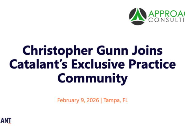 Announcement slide: Christopher Gunn joins Catalant's elite, invite-only practice community - Approach Consulting